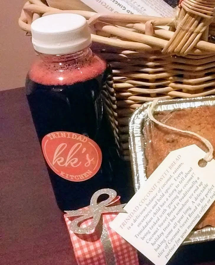 16oz bottle of KK's Trinidad Sorrel served with Sweet Bread