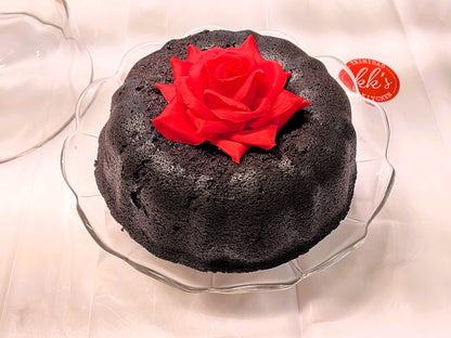 KK's Trinidad Kitchen Black Cake bundt with rose decoration