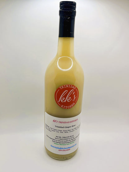 KK's Trinidad Kitchen handcrafted Trinidad Ginger Beer bottle