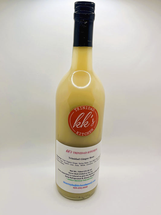KK's Trinidad Kitchen handcrafted Trinidad Ginger Beer bottle
