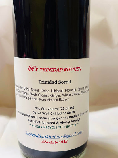 Close-up of KK's Trinidad Sorrel ingredient label