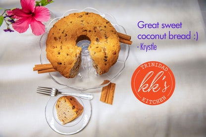 KK's Trinidad Kitchen Coconut Sweet Bread bundt viewed from above